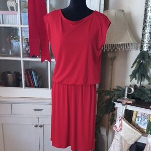 Talbots Vibrant Red Midi Dress Career Date Night Concert Party Wedding